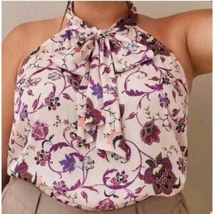 Torrid Floral Satin Bow Tie-Front Halter Tuni Top Womens Size 2x